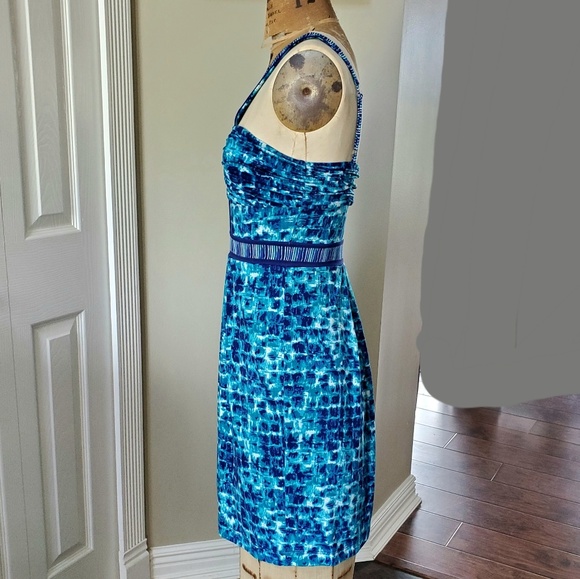 BCBG size XS blue watercolor dress - Picture 3 of 8